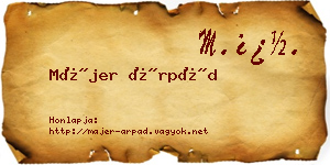 Májer Árpád névjegykártya